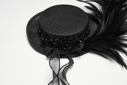 Punk Rave Goth Feather Ribbon Formal Hat