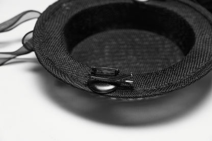 Punk Rave Goth Feather Ribbon Formal Hat