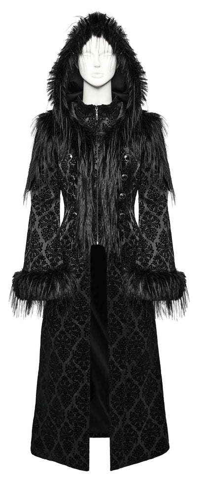 Punk Rave Morrigan Goth Gorgeous Jacquard Coat - Black