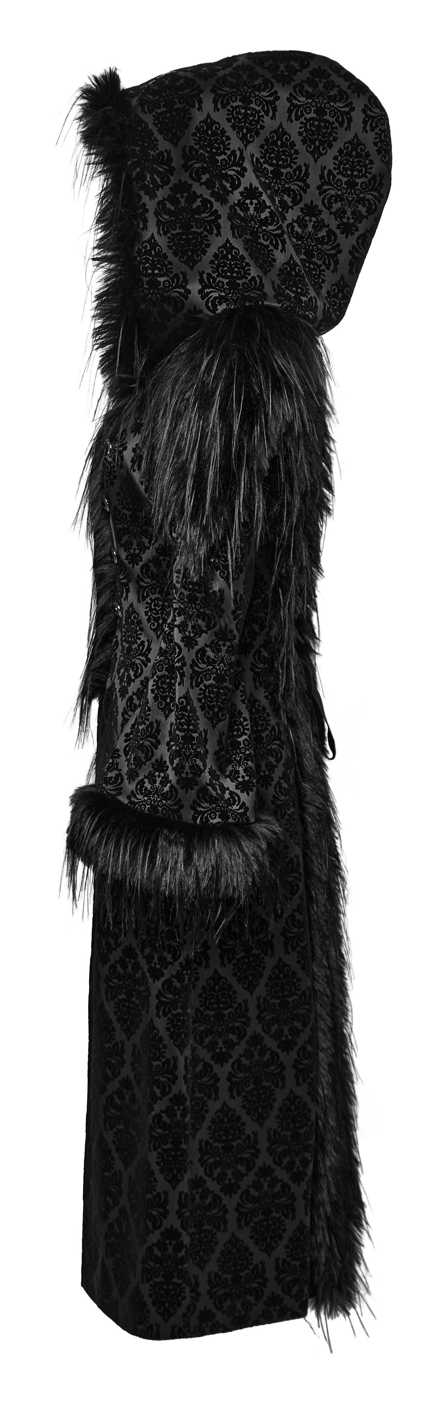Punk Rave Morrigan Goth Gorgeous Jacquard Coat - Black