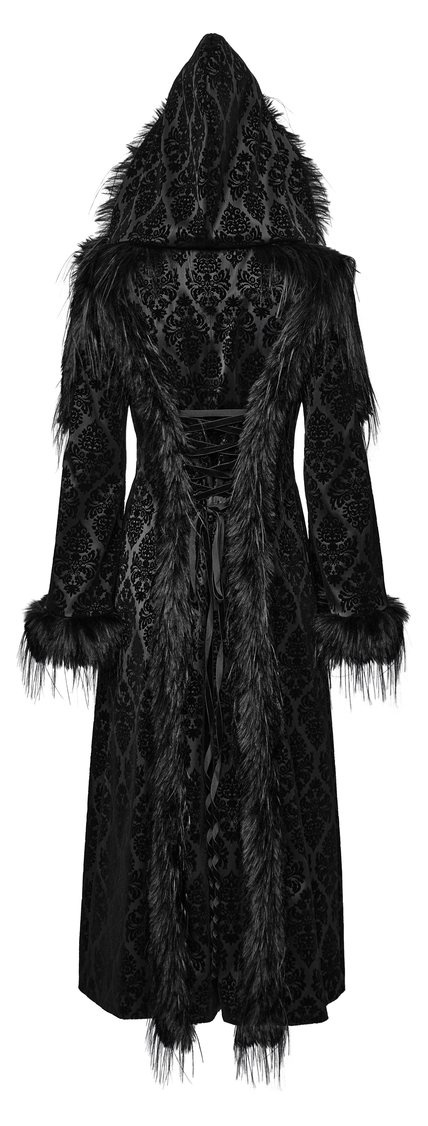 Punk Rave Morrigan Goth Gorgeous Jacquard Coat - Black