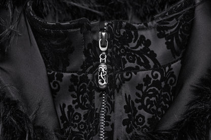 Punk Rave Morrigan Goth Gorgeous Jacquard Coat - Black