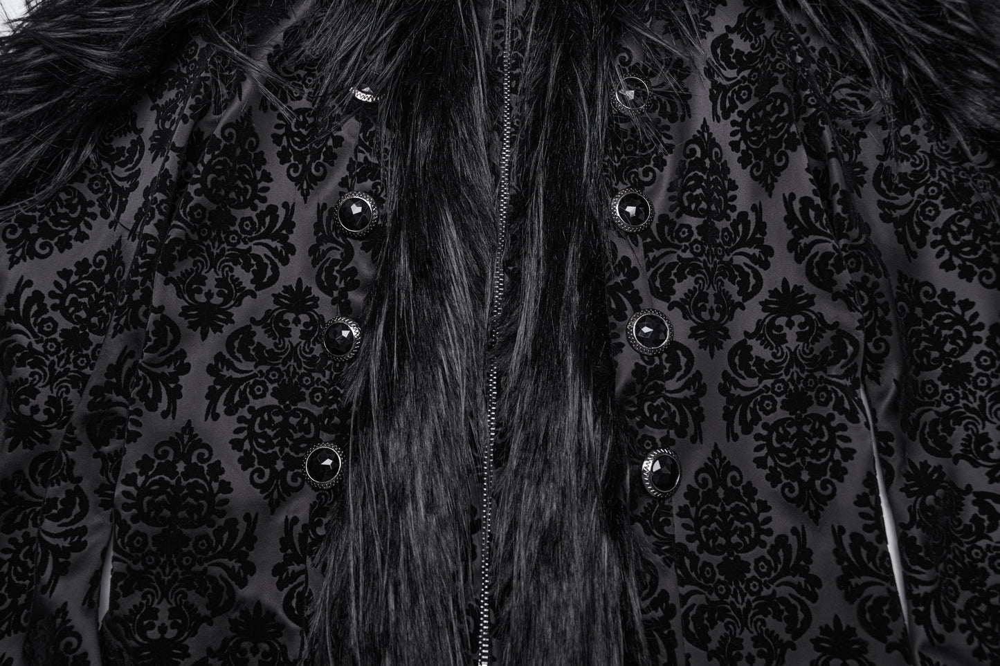 Punk Rave Morrigan Goth Gorgeous Jacquard Coat - Black