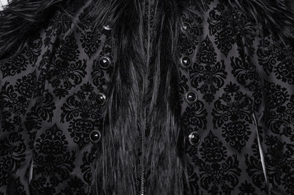 Punk Rave Morrigan Goth Gorgeous Jacquard Coat - Black