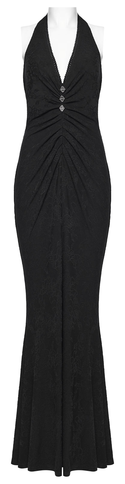 Punk Rave Seraphina Jacquard Halter Fish Tail Dress featuring a dramatic fishtail hem and sleek halter neckline.