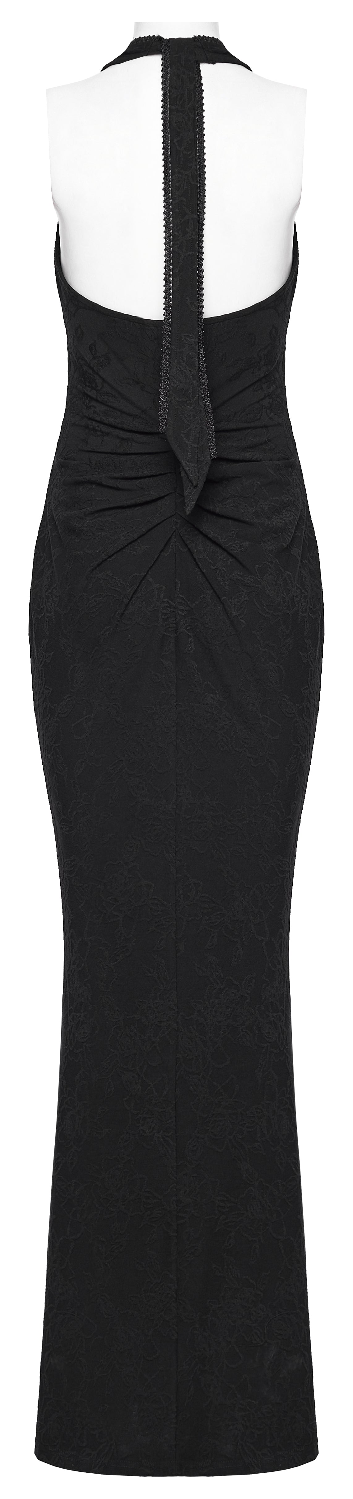 Punk Rave Seraphina Jacquard Halter Fish Tail Dress showcasing the back design and ruching detail.
