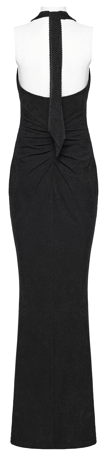 Punk Rave Seraphina Jacquard Halter Fish Tail Dress showcasing the back design and ruching detail.