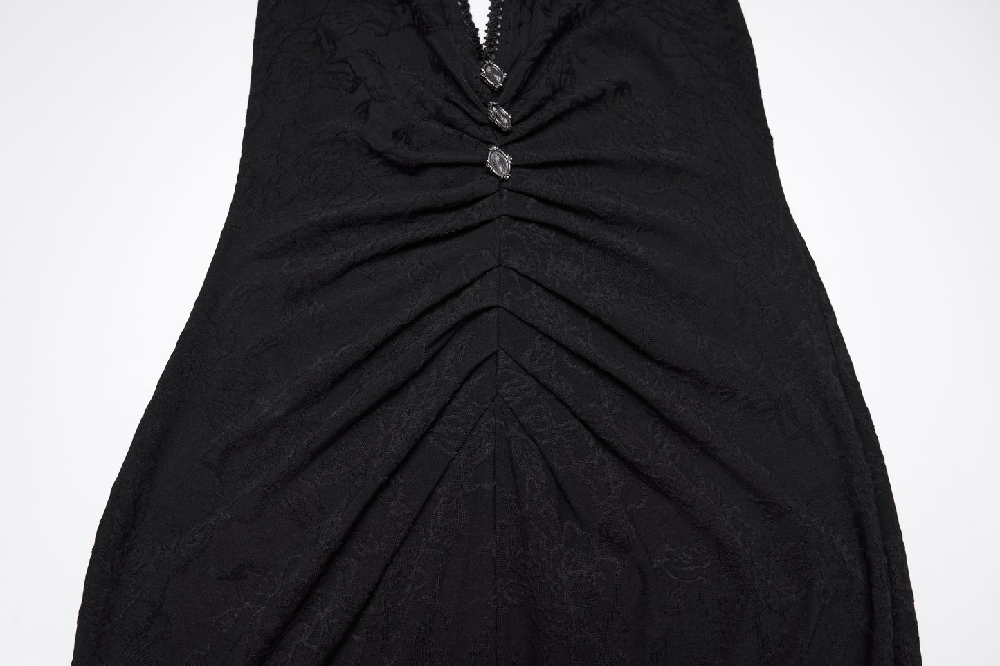 Punk Rave Seraphina Jacquard Halter Fish Tail Dress showing textured fabric and ruching details.