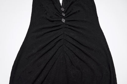 Punk Rave Seraphina Jacquard Halter Fish Tail Dress showing textured fabric and ruching details.