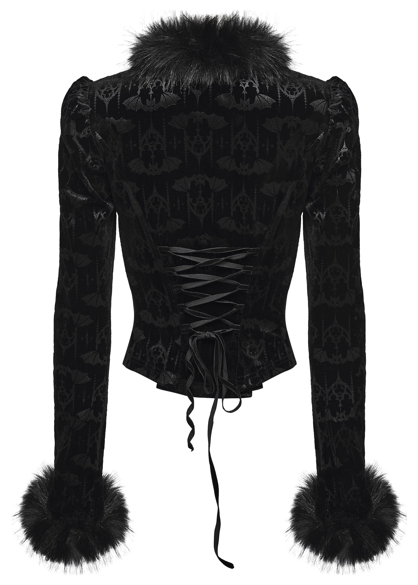 Punk Rave Carmilla Embossed Bat Faux Fur Shirt