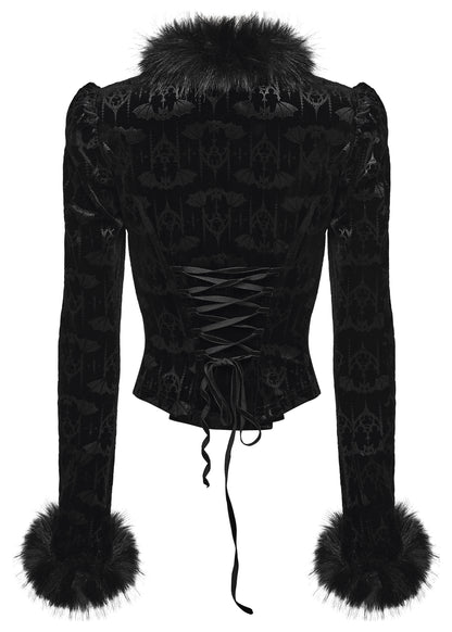 Punk Rave Carmilla Embossed Bat Faux Fur Shirt