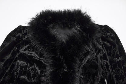 Punk Rave Carmilla Embossed Bat Faux Fur Shirt