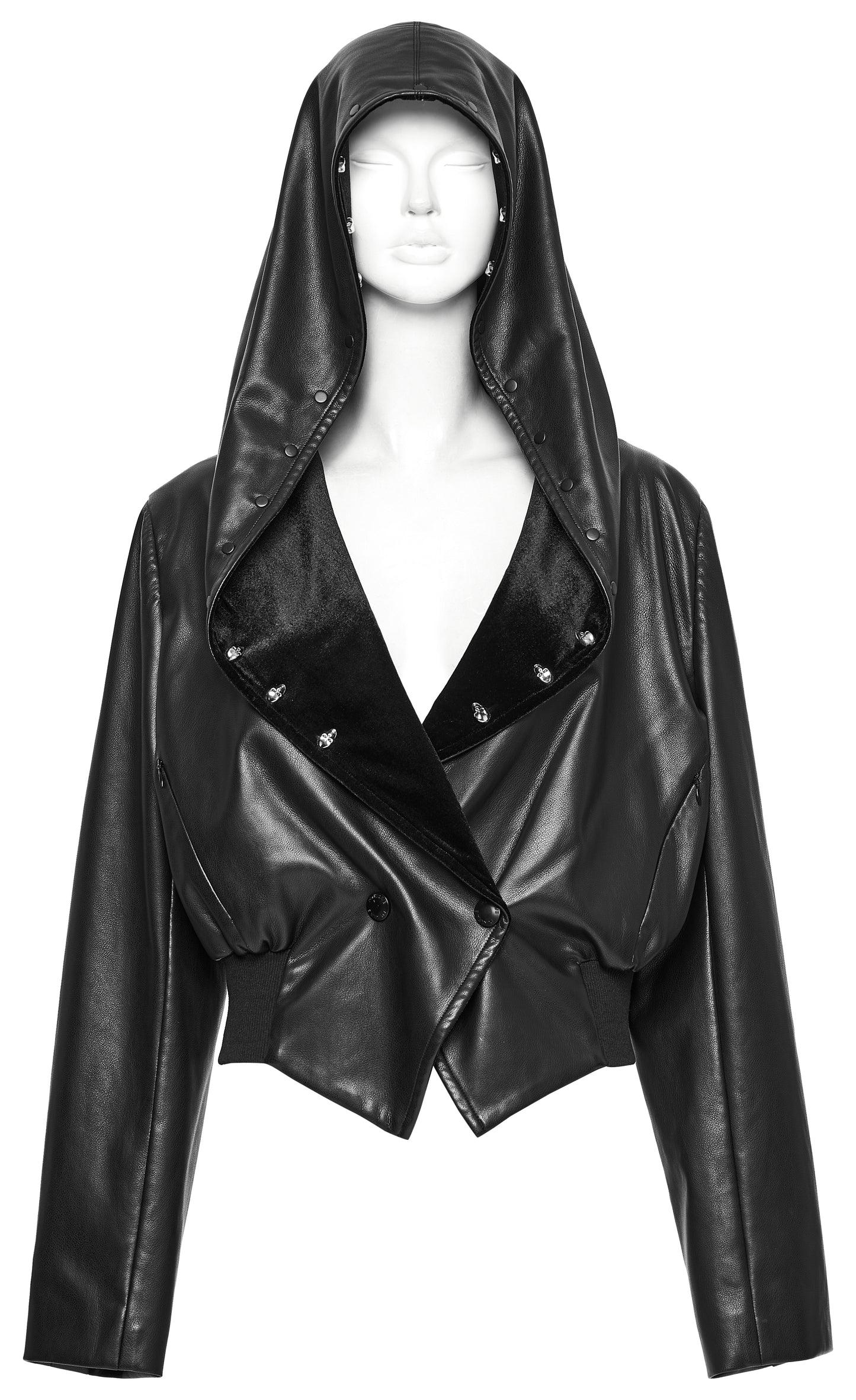 Punk Rave Nyx Hooded Faux Leather Jacket