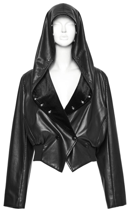 Punk Rave Nyx Hooded Faux Leather Jacket
