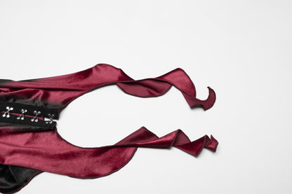 Punk Rave Leticia Burgundy Gradient Velvet Top with Feature Hooks and Eyes