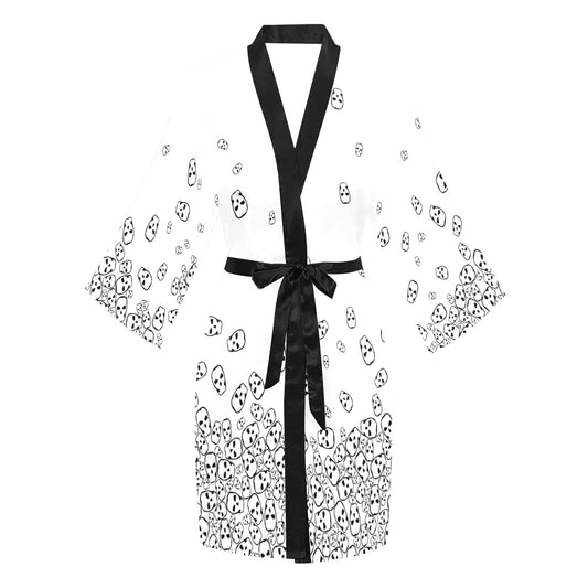 Really Tumbling skulls Black and White Short Robe
