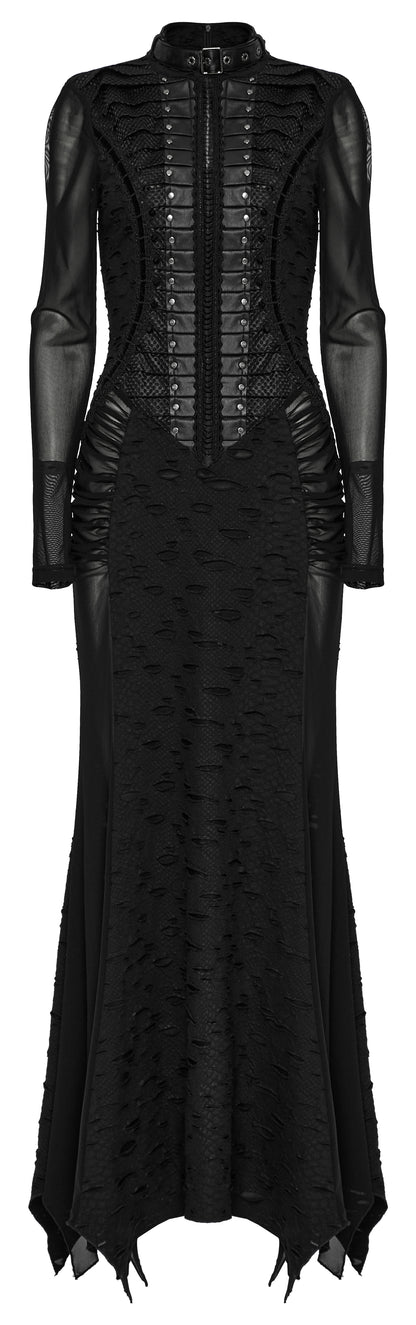 Punk Rave Seraphine Spinal Lace Panel Maxi Dress In Black
