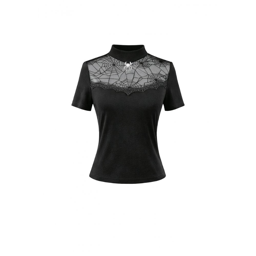 Dark in Love Spiderweb Mesh Short Sleeve Top