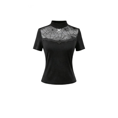 Dark in Love Spiderweb Mesh Short Sleeve Top