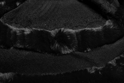 Punk Rave Elvira Faux Fur Trim Gothic Cloak in Black
