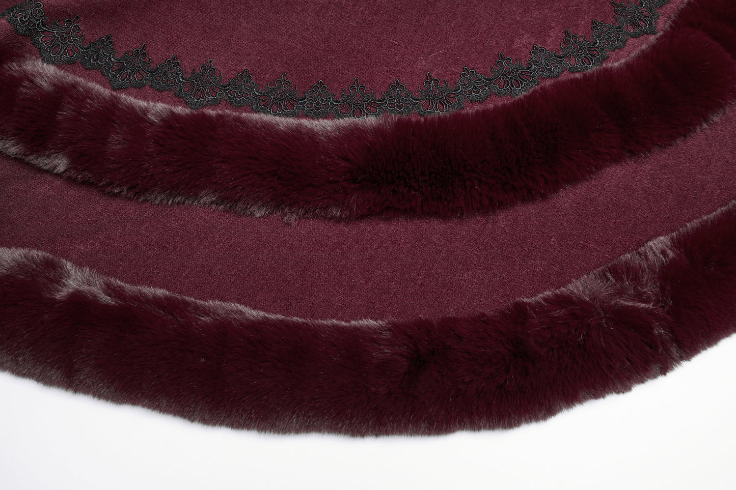 Punk Rave Isolde Faux Fur Trim Gothic Cloak Wine Red