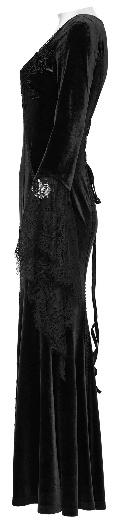 Punk Rave Isolde Velvet Lace Sleeve Dress In Black