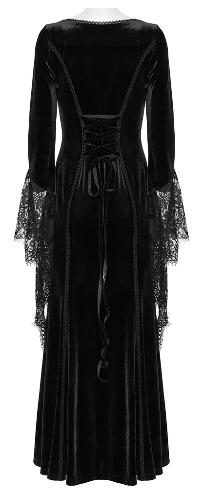 Punk Rave Isolde Velvet Lace Sleeve Dress In Black