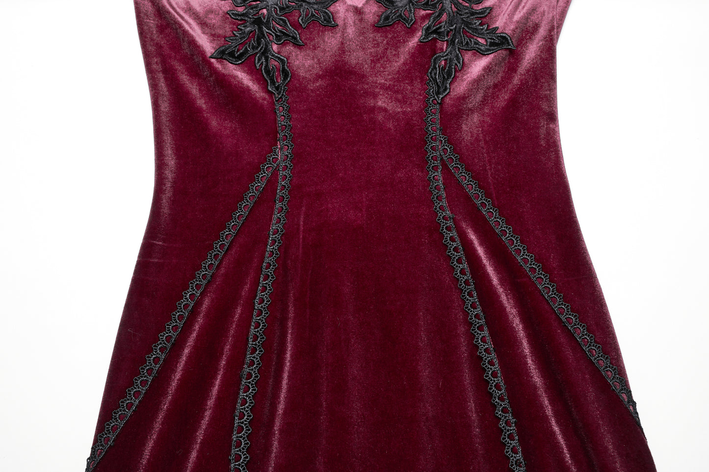 Punk Rave Isolde Velvet Lace Sleeve Dress in Red