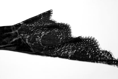 Punk Rave Isolde Velvet Lace Sleeve Dress In Black