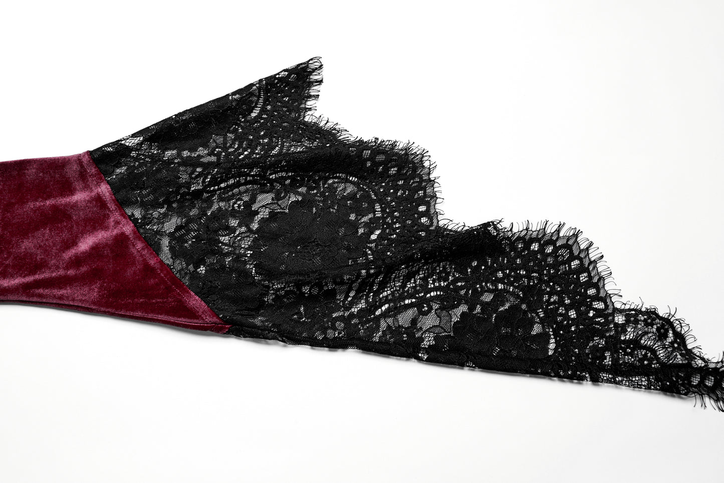 Punk Rave Isolde Velvet Lace Sleeve Dress in Red