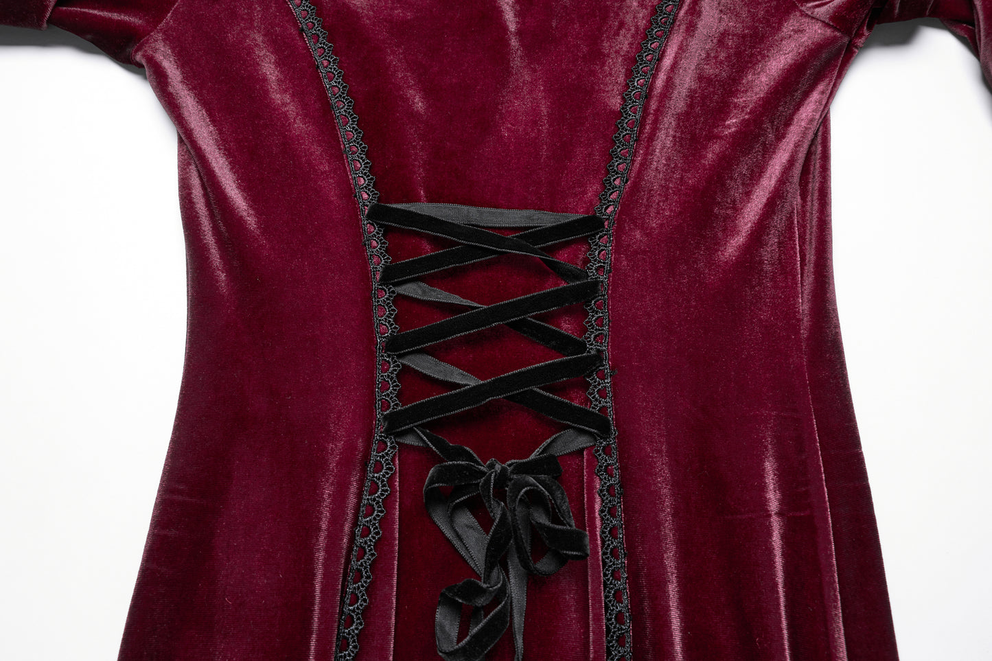 Punk Rave Isolde Velvet Lace Sleeve Dress in Red