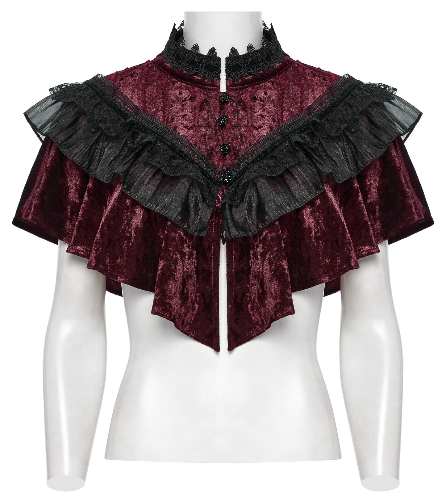 Punk Rave Elysia Velvet Ruffle Goth Shawl In Crimson