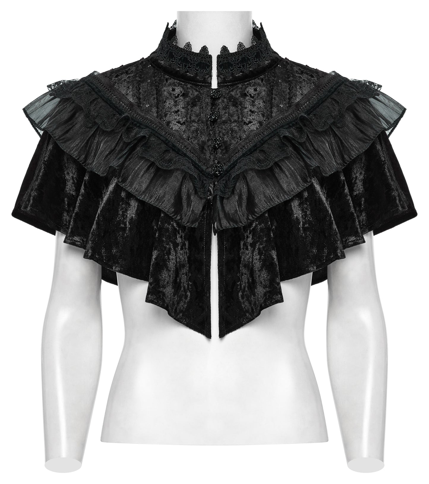 Punk Rave Elysia Velvet Ruffle Goth Shawl In Black