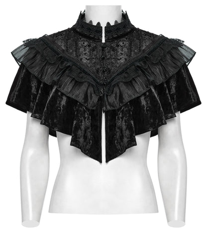Punk Rave Elysia Velvet Ruffle Goth Shawl In Black