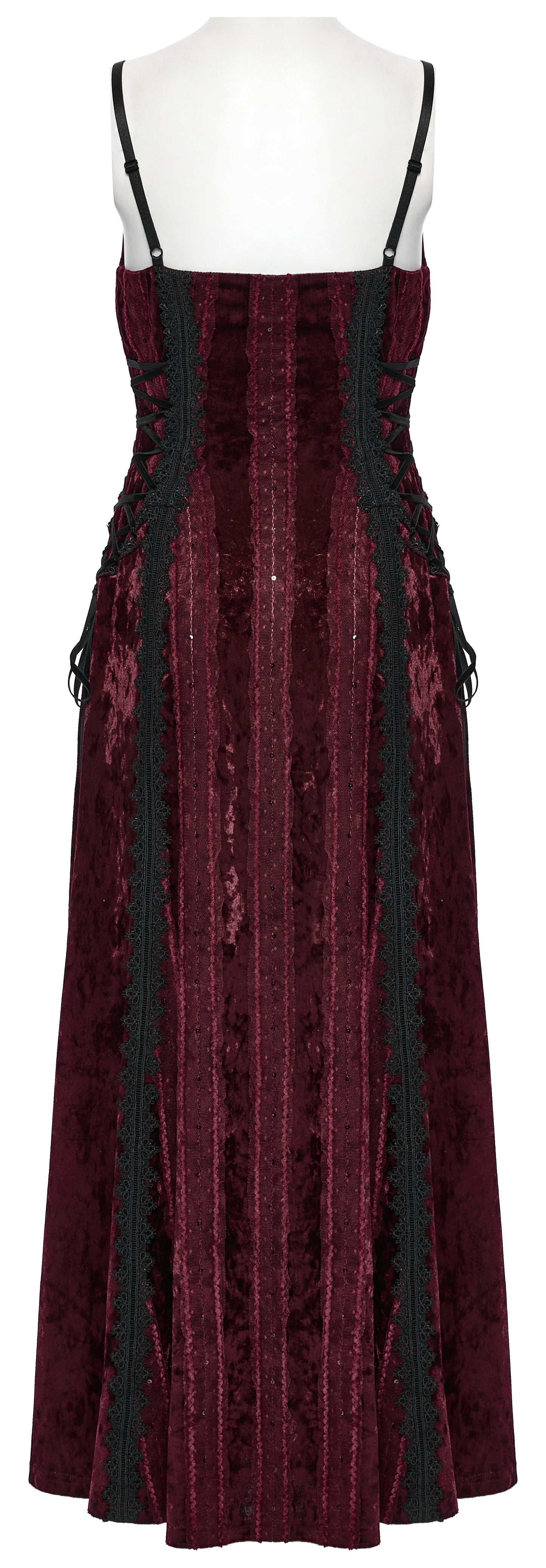 Punk Rave Vivienne Velvet Lace Panel Goth Slip Dress In Burgundy