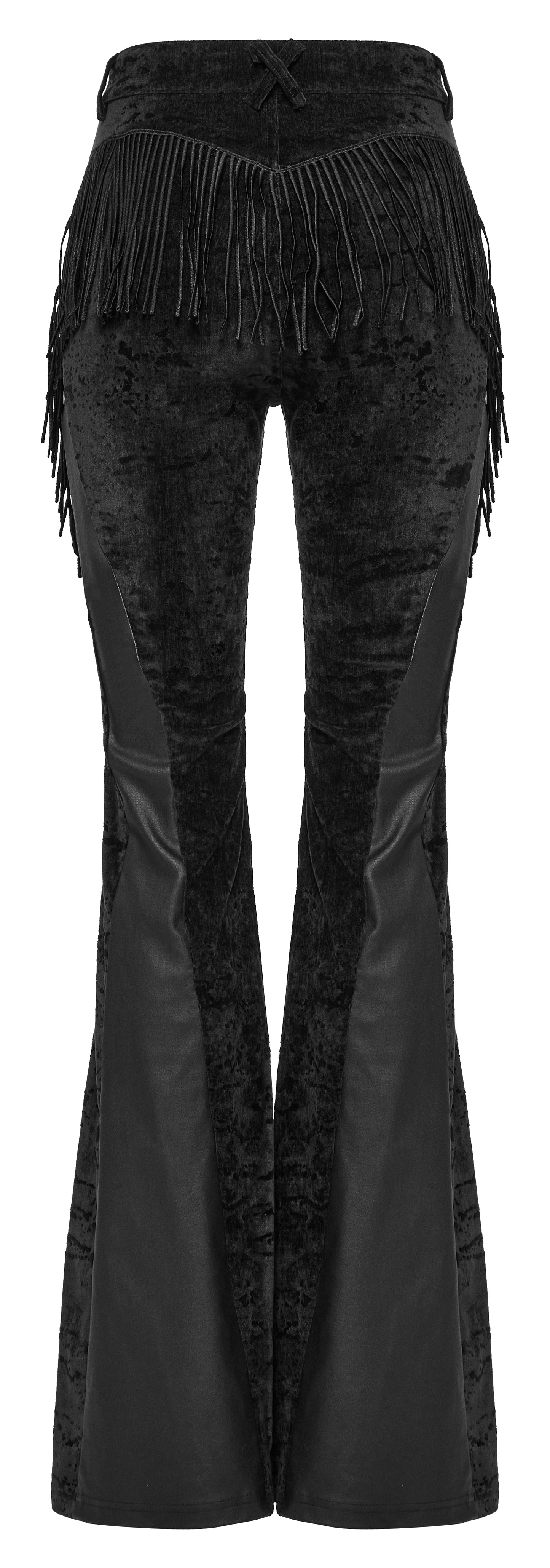 Punk Rave Morrigan Wasteland Tassel Flare Goth Pants In Black