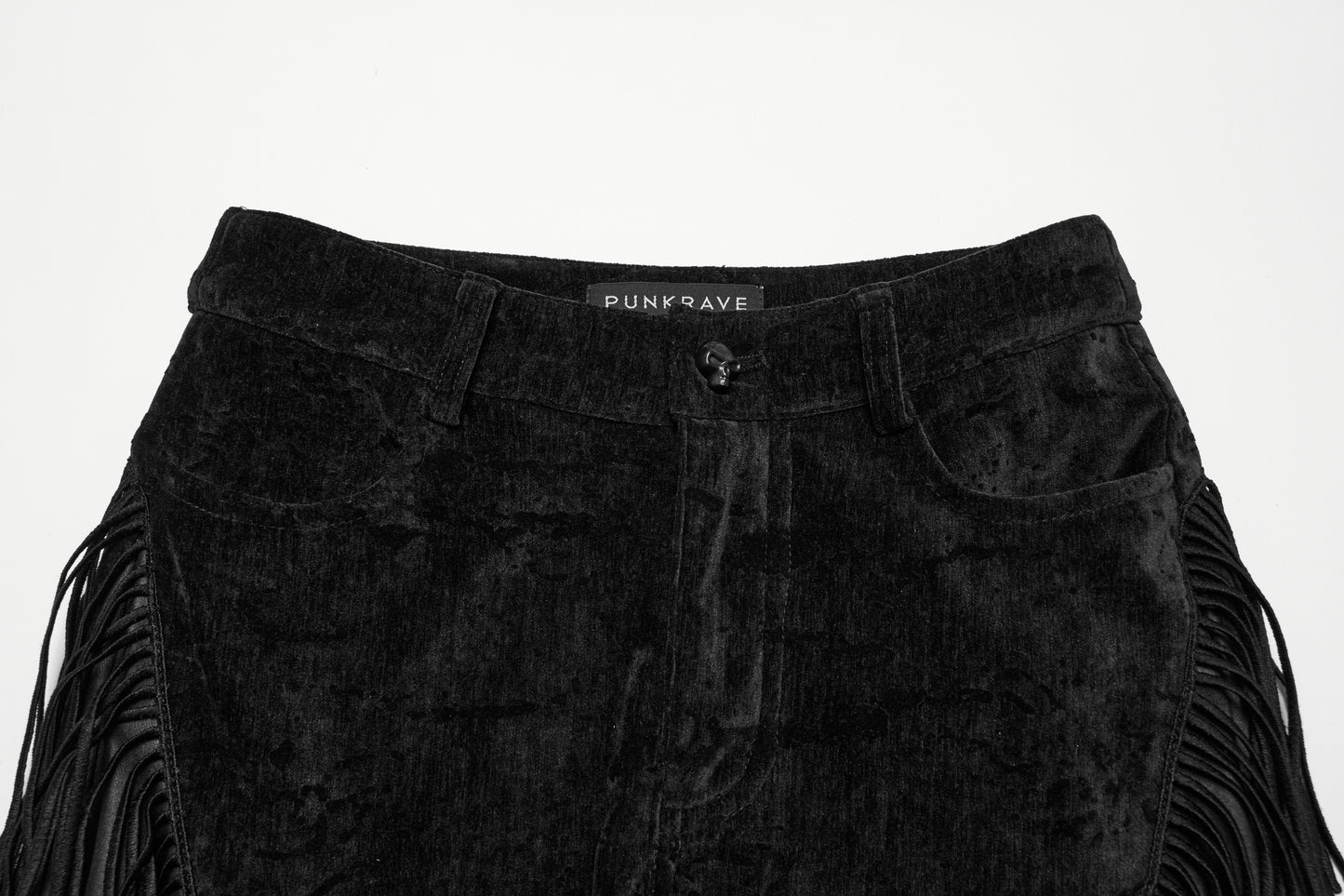 Punk Rave Morrigan Wasteland Tassel Flare Goth Pants In Black