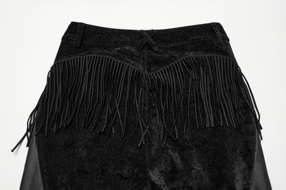 Punk Rave Morrigan Wasteland Tassel Flare Goth Pants In Black