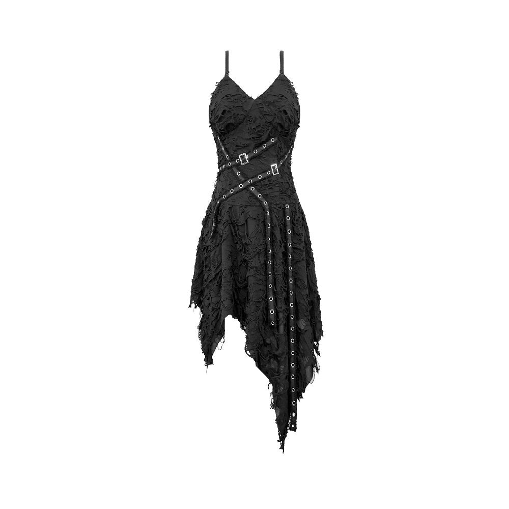 Dark in Love Shredded Harness Asymmetric Dress