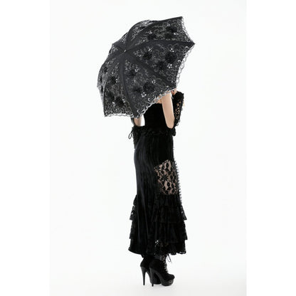 Dark in Love Belladonna Embroidered Folding Parasol