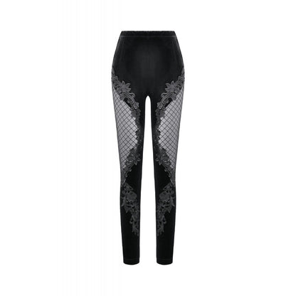 Dark in Love Gothic Velvet Mesh Patchwork Leggings