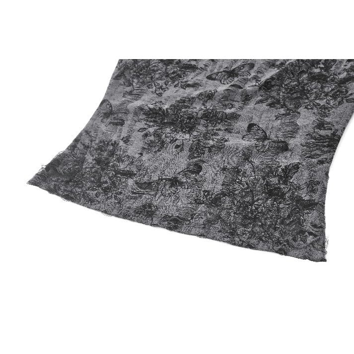 Dark in Love Shredded Butterfly Print Halter Goth Top In Grey