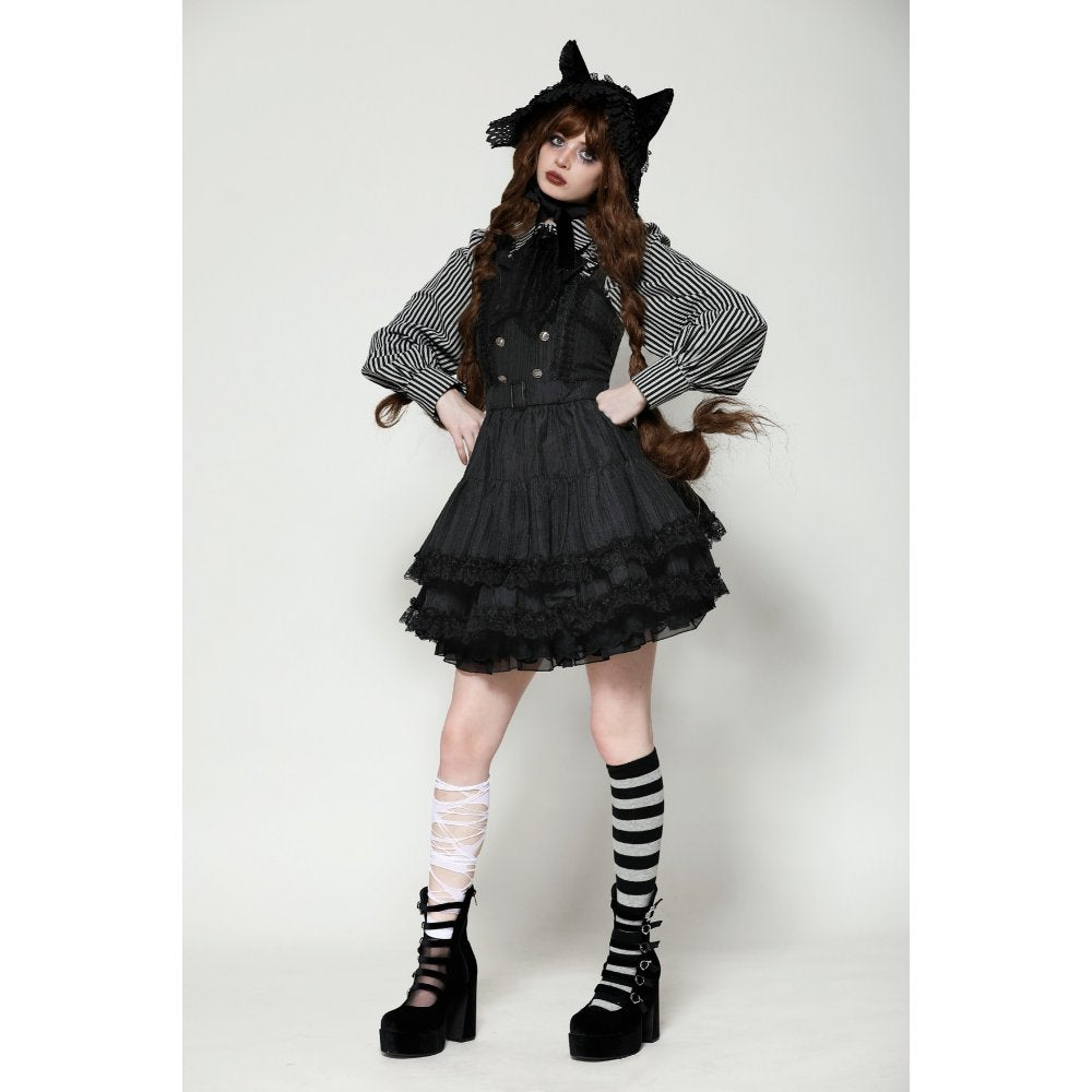 Dark in Love Anita Striped Brocade Mini Dress - Kate's Clothing