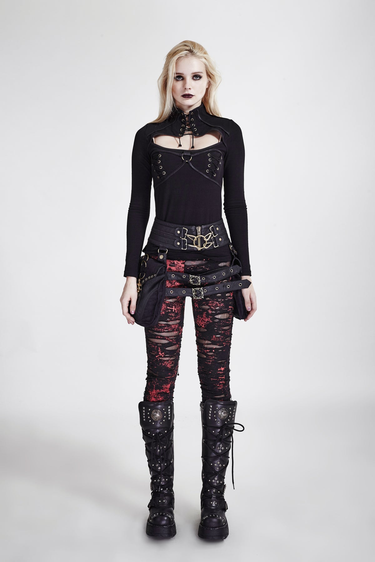 Punk Rave Scars Broken Mesh Leggings