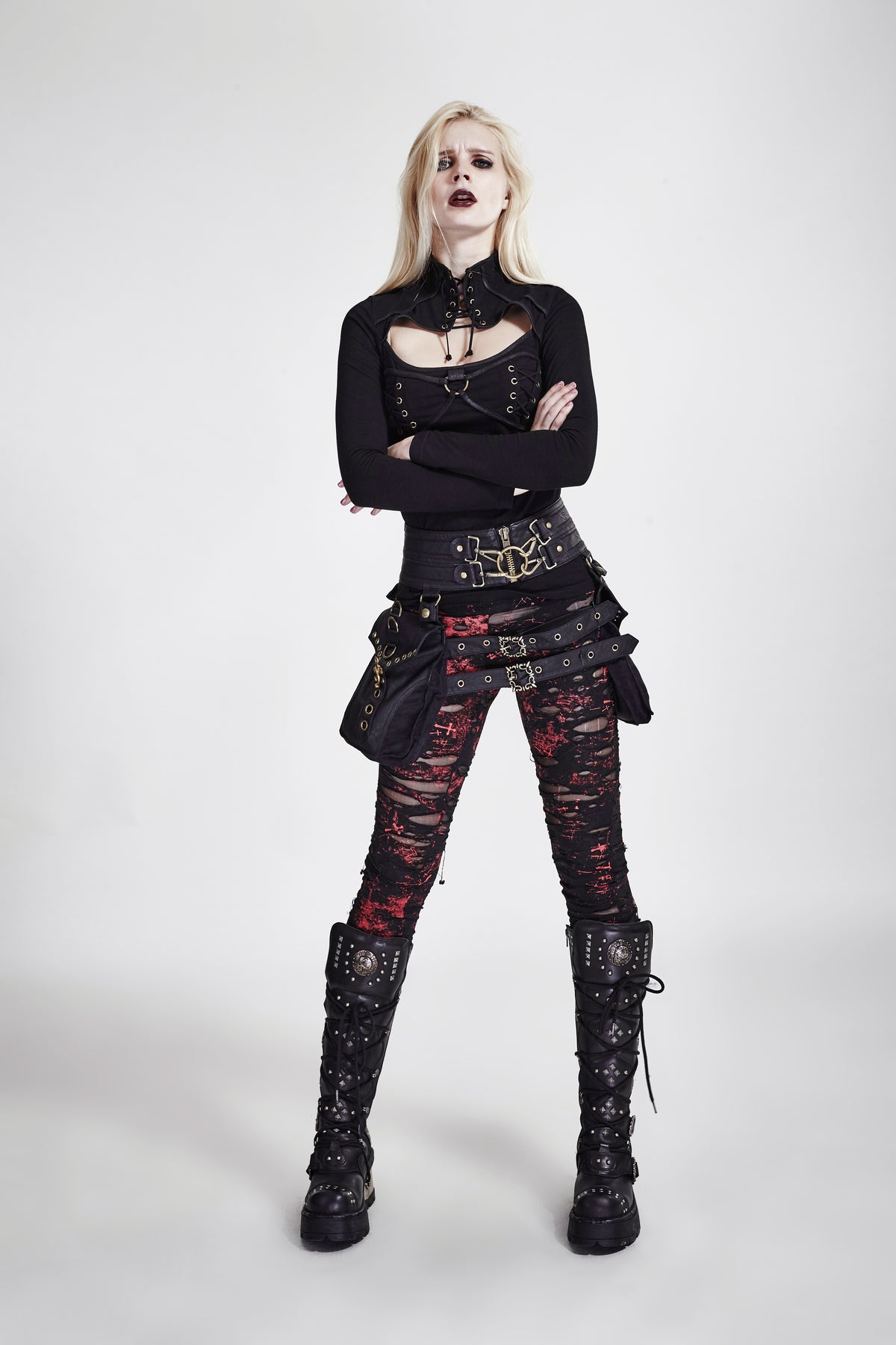 Punk Rave Scars Broken Mesh Leggings