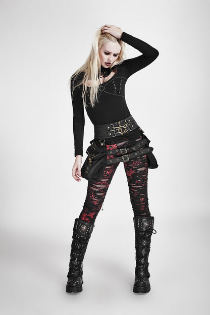 Punk Rave Scars Broken Mesh Leggings