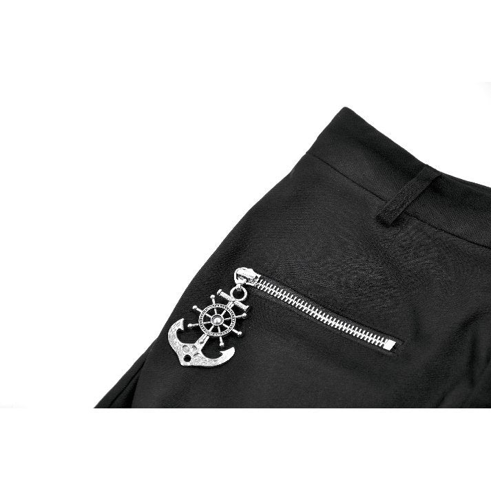 Dark in Love Punk Metal Utility Shorts anchor zip pull closeup