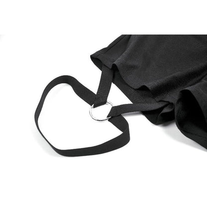 Dark in Love Punk Metal Utility Shorts O-ring leg strap closeup