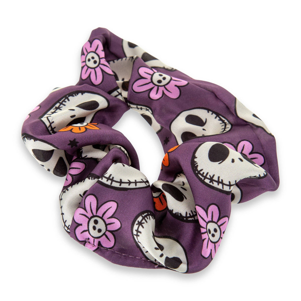 Two Nightmare Before Christmas hair scrunchies with character print, from the advent calendar