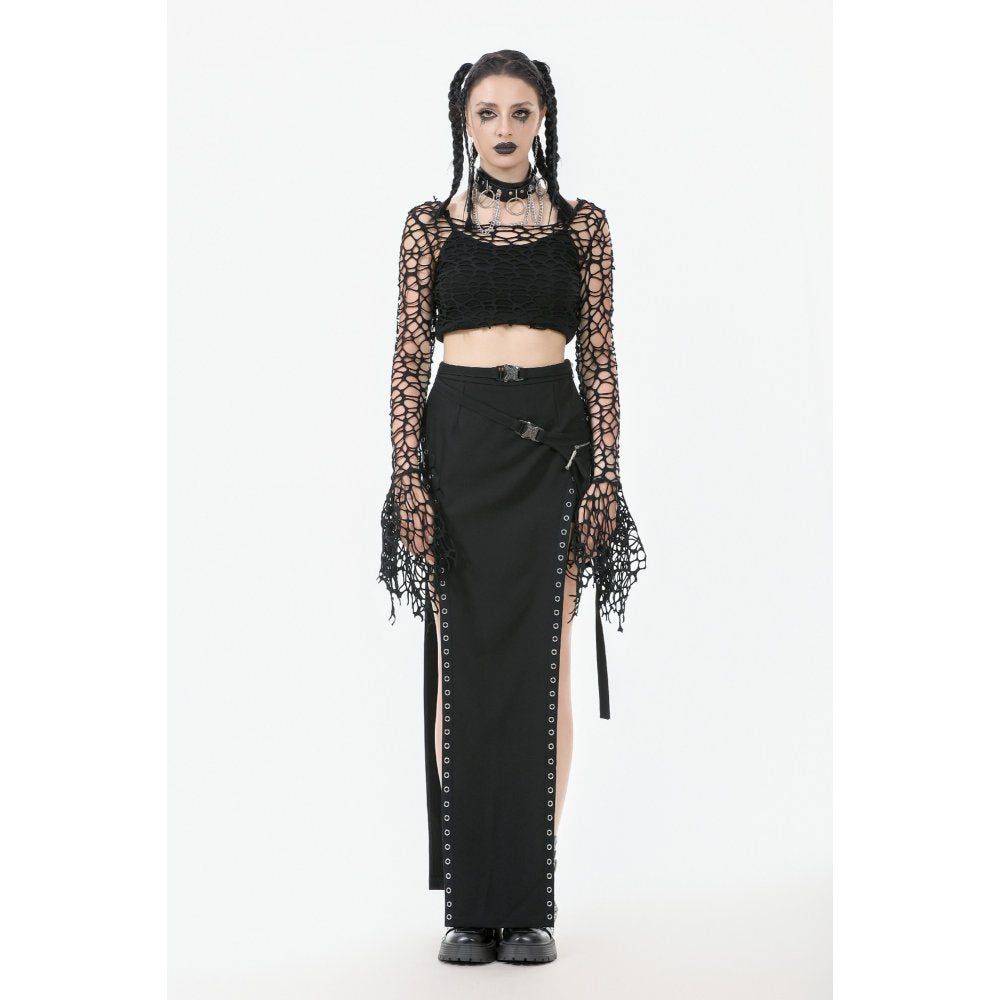 Dark in Love Morana Mesh Crochet Knit Bell Sleeve Shrug